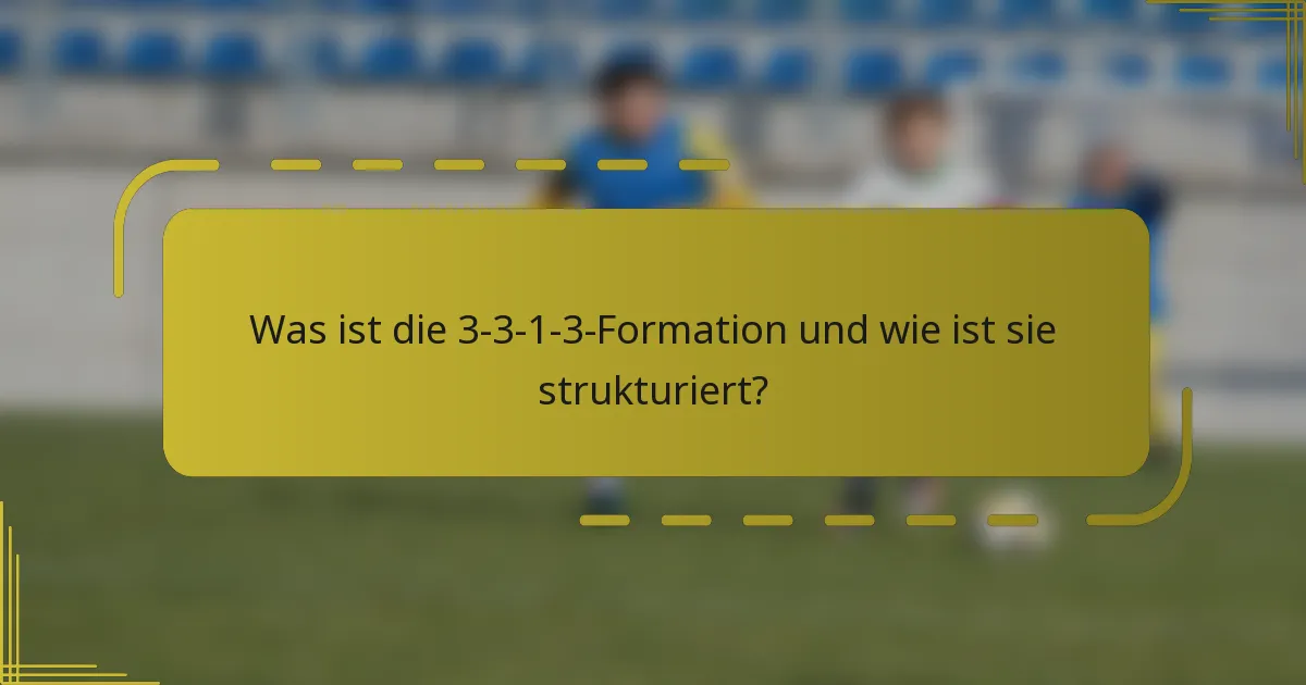 Was ist die 3-3-1-3-Formation und wie ist sie strukturiert?