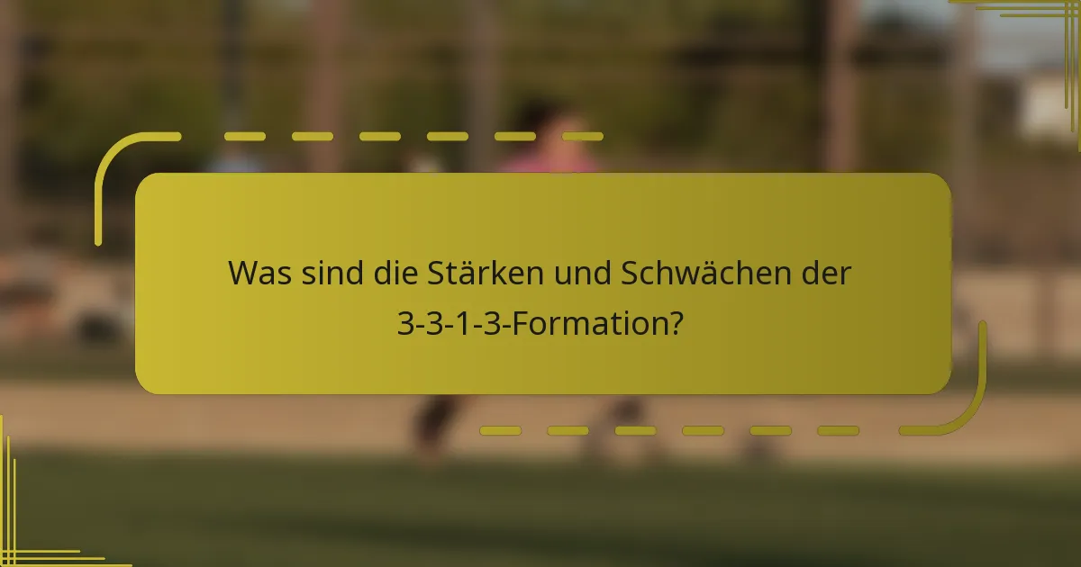 Was sind die Stärken und Schwächen der 3-3-1-3-Formation?