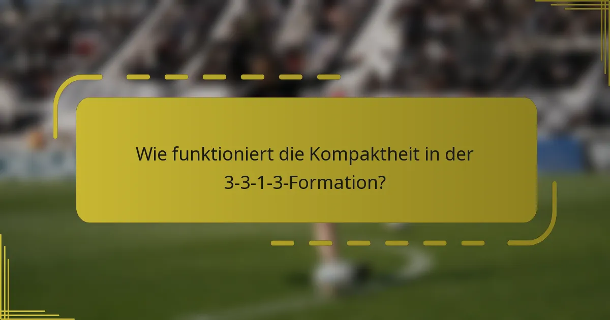 Wie funktioniert die Kompaktheit in der 3-3-1-3-Formation?